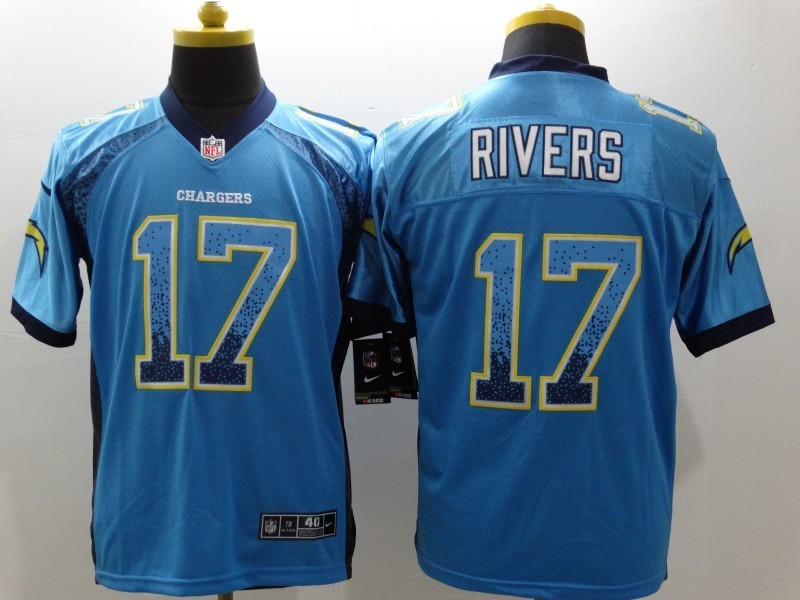 Los Angeles Chargers 17 Philip Rivers Blue Drift Fashion Nike Elite Jerseys